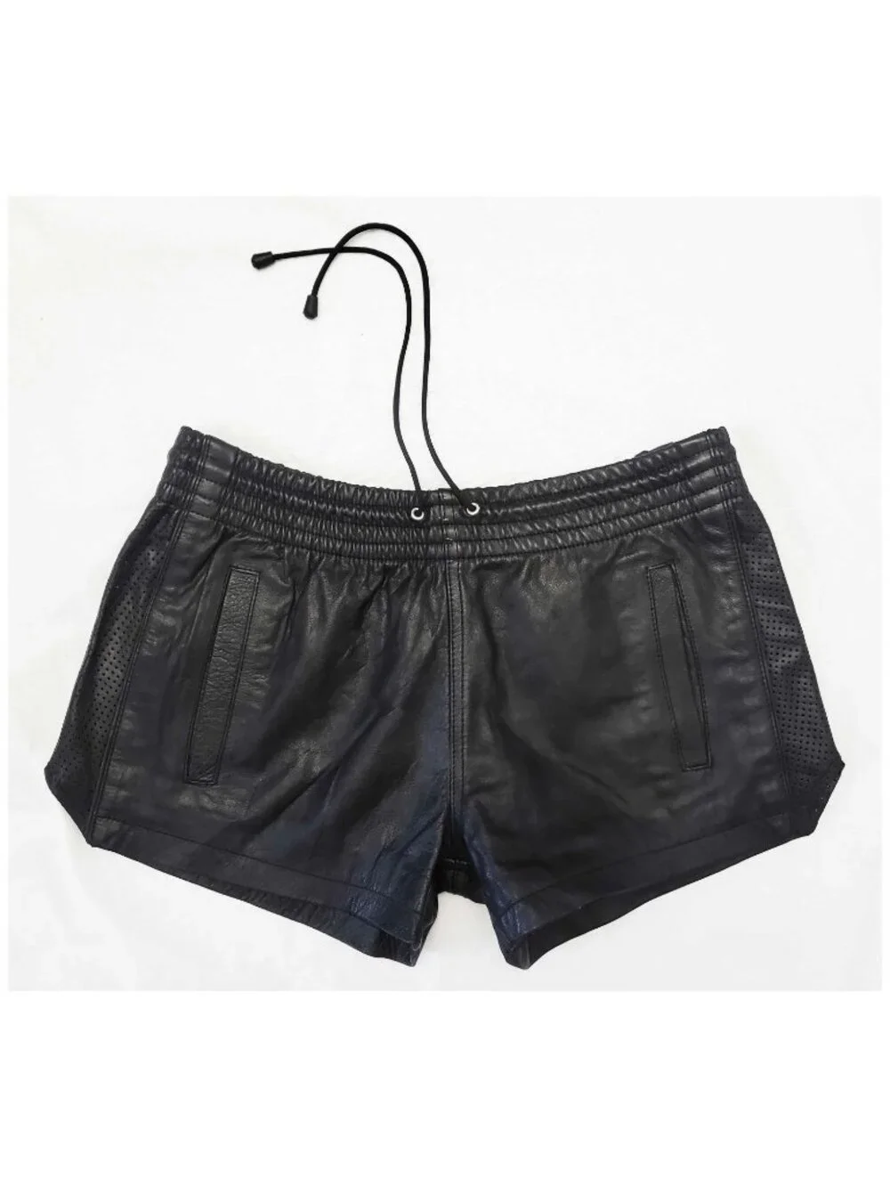 Vintage Pride Men's Black Leather Athletic Style Shorts XL